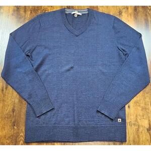 Smartwool Sweater Men's M Blue V Neck Wool Blend Pullover